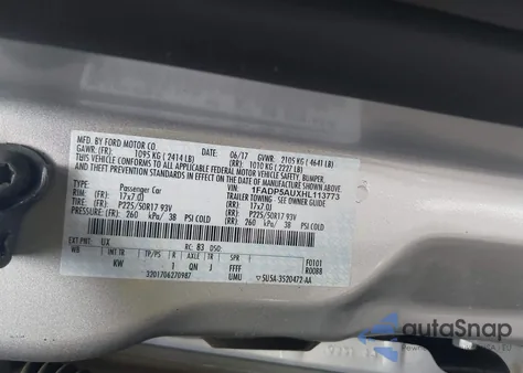 2017 Ford C-Max Hybrid Se из США, поврежденный, VIN 1FADP5AUXHL113773